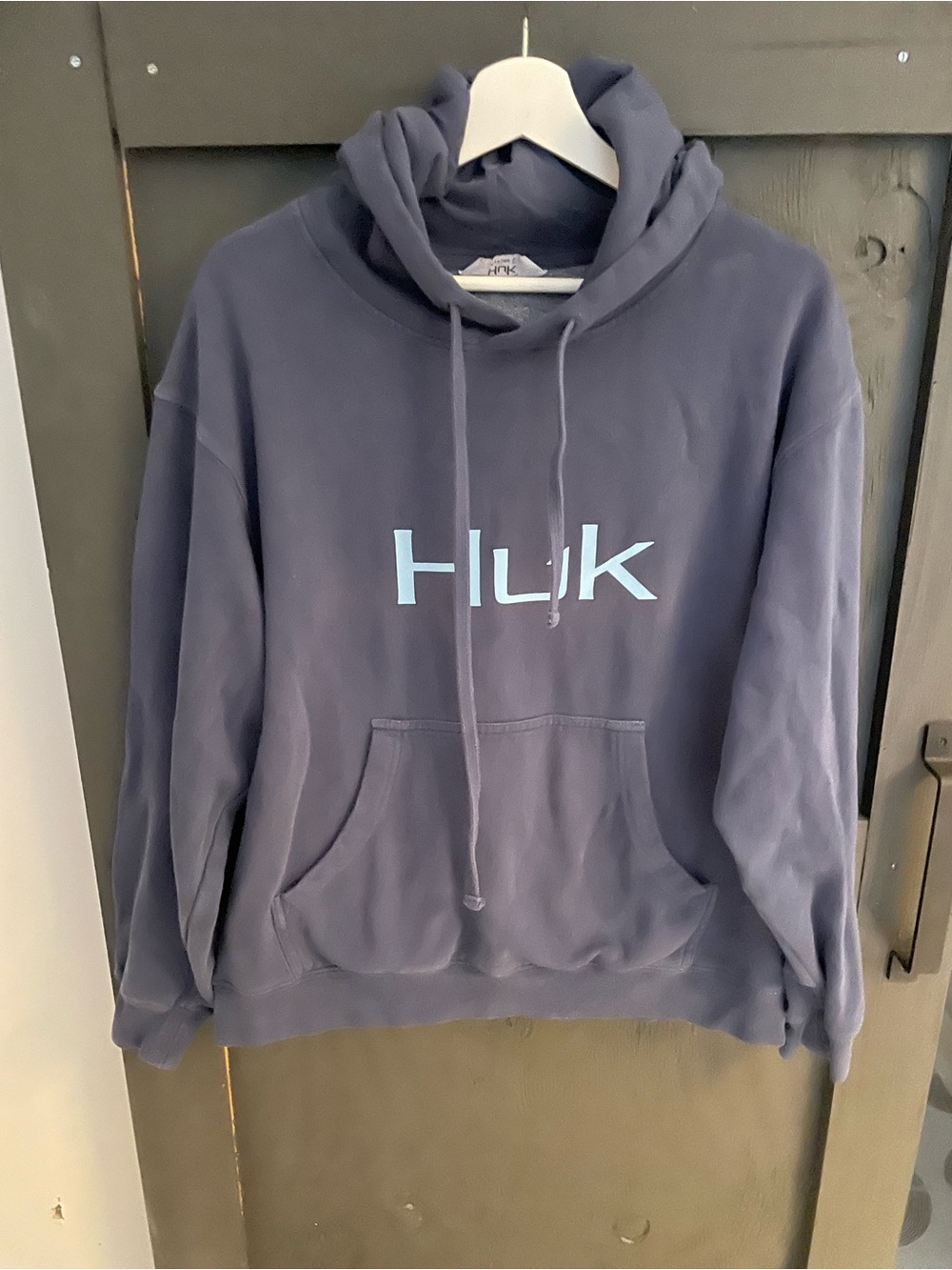 Huk Navy Crewneck Hoodie with Light Blue Logo